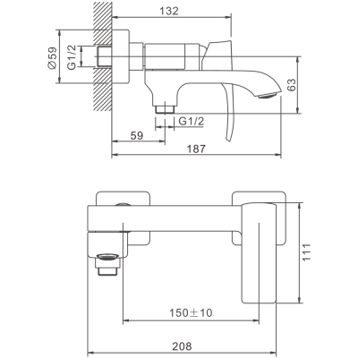 Смеситель для ванны BELZ (B60507) фото в интернет-магазине Русалия