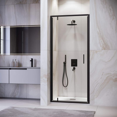 Душевая дверь RGW LE-102B 900, стекло прозрачное, профиль черный фото в интернет-магазине Русалия