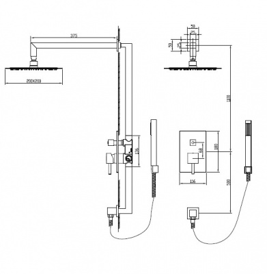 Душевая система встраиваемая SP-53 RGW фото в интернет-магазине Русалия