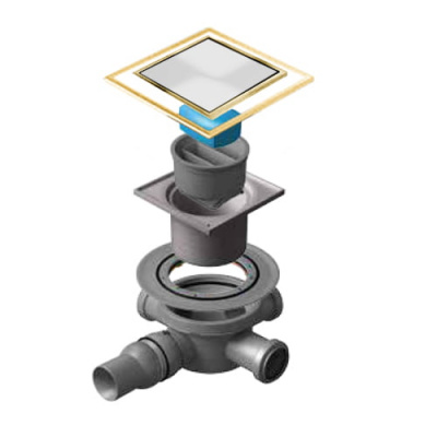 Точечный трап Pestan Confluo Standard 10х10 White Glass Gold (13000177) фото в интернет-магазине Русалия