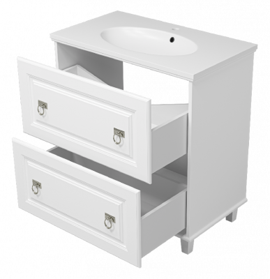 Тумба Версаль 80 (белая) с раковиной Эстет Вегас 80 Misty фото в интернет-магазине Русалия