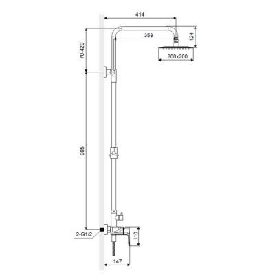 Система для душа наружного монтажа EXCELLENT Rain Keria AREX.2081CR (хром) фото в интернет-магазине Русалия