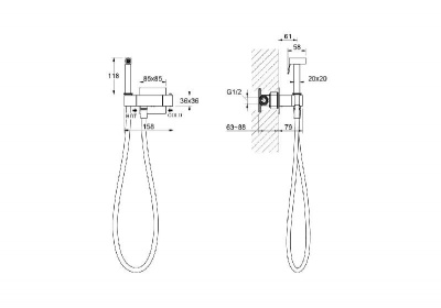 Комплект для гигиенического душа термостатический встроенный (смеситель + гигиеническая лейка + шланг) AQUATEK AQ1028CR ЛИБРА фото в интернет-магазине Русалия