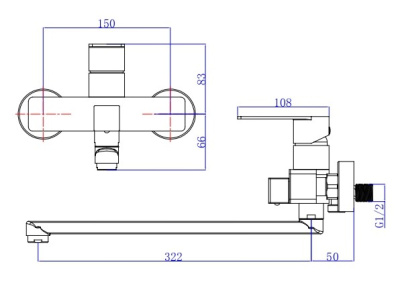 Смеситель ESKO "Ekaterinburg" для ванны, излив 350 мм, c аксессуарами (EK31) фото в интернет-магазине Русалия