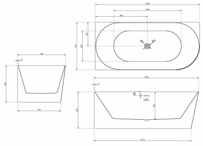 Акриловая ванна ABBER AB9258-1.7 L 170х78х60 см фото в интернет-магазине Русалия