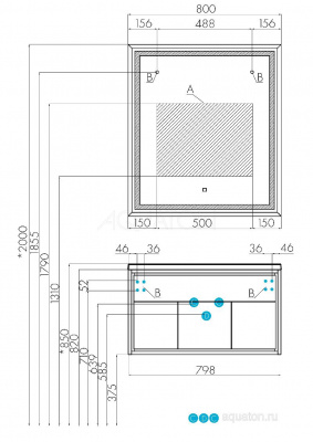 Тумба под раковину AQUATON Уэльс 80 графит 1A267901WA6A0 new фото в интернет-магазине Русалия