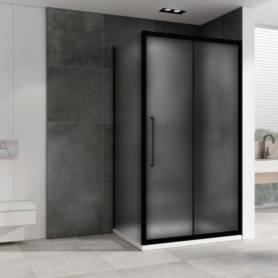 Душевой уголок ABBER Schwarzer Diamant AG30170BMH-S80BM 80х170 прямоугольный, профиль черный, матовое стекло фото в интернет-магазине Русалия