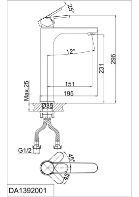 Смеситель для раковины высокий DK Rhein Marx (DA1392001) фото в интернет-магазине Русалия
