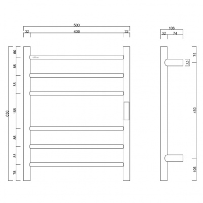 Полотенцесушитель электрический ABBER Standard AH4606 хром фото в интернет-магазине Русалия