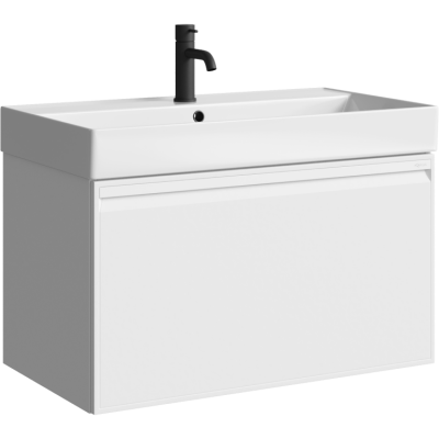 Подвесная тумба 81  Pure белый PUR0108WM + умывальник  Вилис 800 4610119205126 Aqwella фото в интернет-магазине Русалия