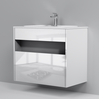 M8FFUX0801WG Func, База с нишей, 1 ящик (pull-out), 80 см, цвет белый глянец Am.Pm фото в интернет-магазине Русалия