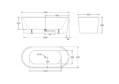 Акриловая ванна без перелива BELBAGNO BB71-1800-W0, 1800x800x600 фото в интернет-магазине Русалия