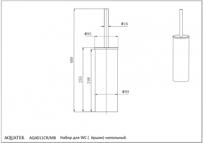 Ершик напольный AQUATEK, матовый черный AQ4011MB ВЕГА фото в интернет-магазине Русалия