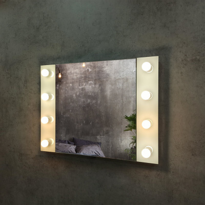 Зеркало с подсветкой Гримерное Этюд 800х600 (8 ламп) ЗГП02 Continent фото в интернет-магазине Русалия