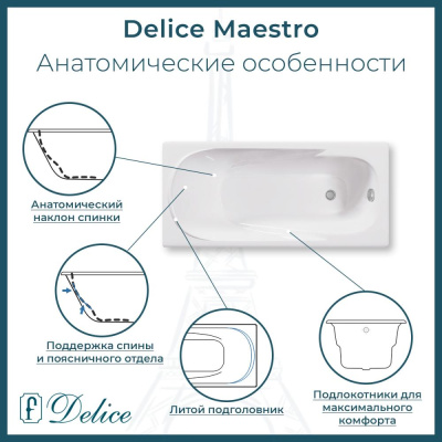 Ванна чугунная Delice Maestro 200х85 DLR230646 фото в интернет-магазине Русалия