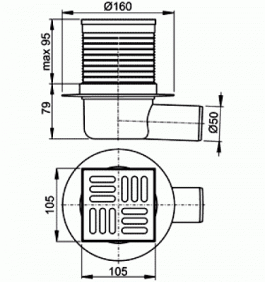 Трап с решеткой APV31 Alcaplast фото в интернет-магазине Русалия