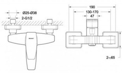Смеситель для ванны Riffle F672106C-01 Bravat фото в интернет-магазине Русалия