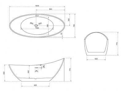 Акриловая ванна ABBER AB9233MB 184х79х77 см фото в интернет-магазине Русалия