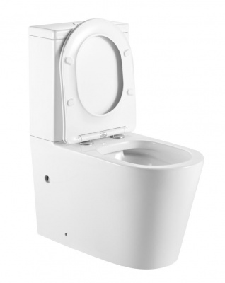BURGOS ALTO Унитаз напольный безободковый белый, тонкое сиденье дюропласт, soft close IBERICA BLANCA фото в интернет-магазине Русалия
