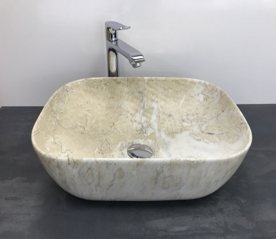 Раковина накладная прямоугольная под бежевый камень MNC 547 CeramaLux фото в интернет-магазине Русалия