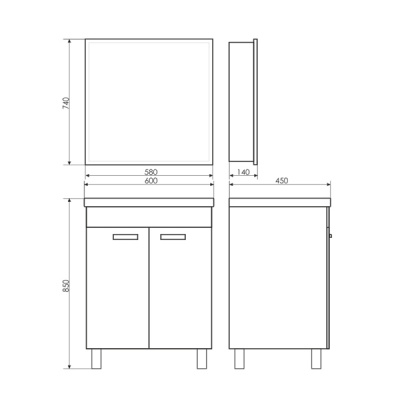 Зеркало-шкаф "Диана-60" белый глянец 00003121162 Comforty фото в интернет-магазине Русалия