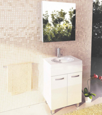 COMFORTY. Зеркало-шкаф "Диана-60" белый глянец фото в интернет-магазине Русалия