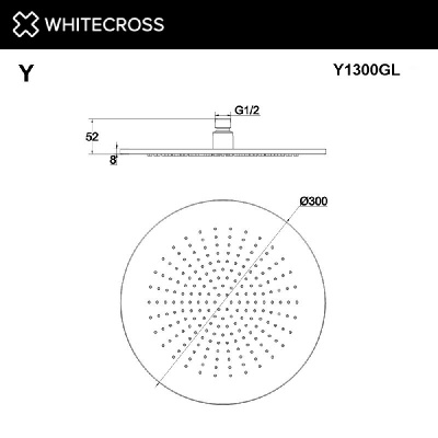 Верхний душ WHITECROSS D=30 см Y1300GL (золото) фото в интернет-магазине Русалия
