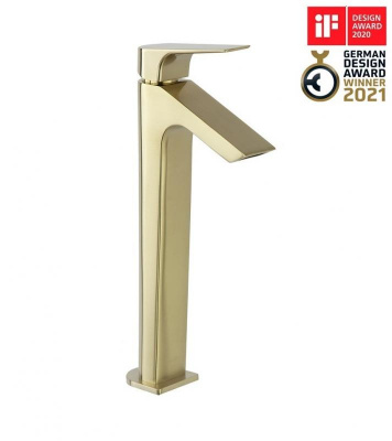 Смеситель высокий для раковины чаши однорычажный URBAN CHIC 211001OC золото брашированное (L) Ramon Soler фото в интернет-магазине Русалия