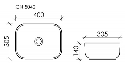 Умывальник чаша накладная прямоугольная Element 400*305*140мм CN5042 Ceramica Nova фото в интернет-магазине Русалия