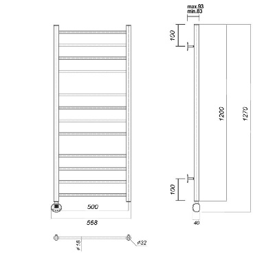 Электрический полотенцесушитель Медея П12 (4-4-4) 500x1200 EL, хром Domoterm фото в интернет-магазине Русалия