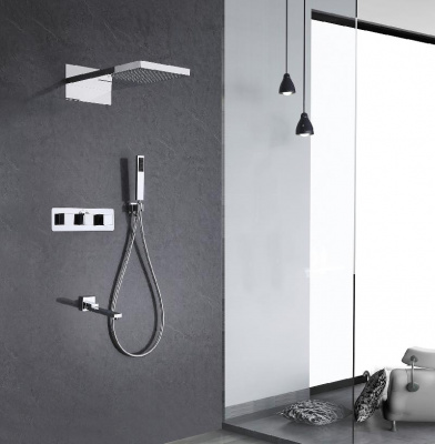 Душевая система ABBER Daheim AF8253 скрытого монтажа с изливом, термостат, хром фото в интернет-магазине Русалия