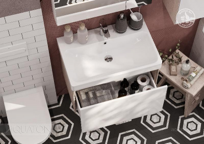 Тумба под раковину AQUATON Асти 70 белый глянец, ясень шимо 1A263001AXD70 фото в интернет-магазине Русалия