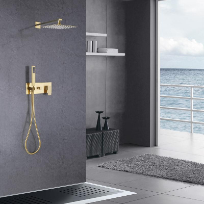 Душевая система ABBER Daheim AF8218G скрытого монтажа без излива, золото матовое фото в интернет-магазине Русалия