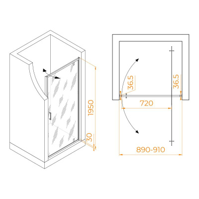 Душевая дверь RGW LE-102 900, стекло прозрачное, профиль хром фото в интернет-магазине Русалия