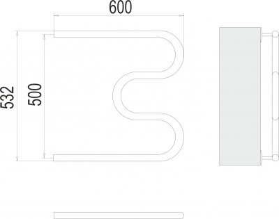 Водяной полотенцесушитель М-образный  (1")500х600 4620768881169 Terminus фото в интернет-магазине Русалия