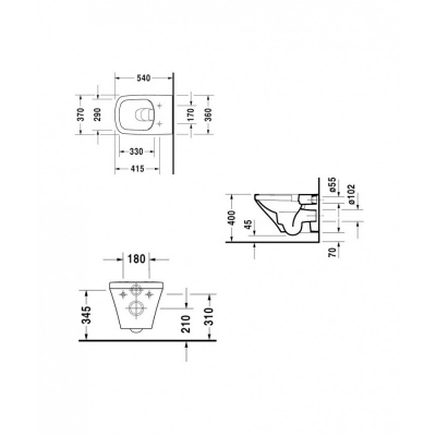 Унитаз подвесной безободковый 45510900A1 Set DuraStyle Rimless с сиденьем-микролифт Duravit фото в интернет-магазине Русалия