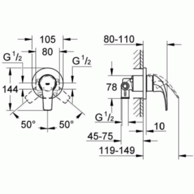Гигиенический комплект BauCurve 123072 Grohe фото в интернет-магазине Русалия