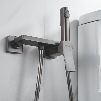 Гигиенический душ со смесителем Shevanik S6105T-1, оружейная сталь фото в интернет-магазине Русалия