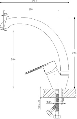Смеситель для кухонной мойки Rossinka RS28 (RS28-23) фото в интернет-магазине Русалия