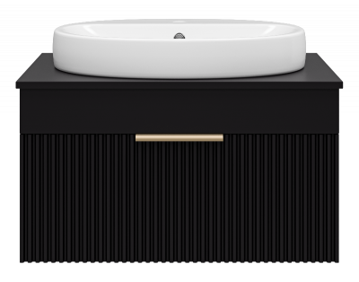Тумба Enfida 70 подвесная (черная) с раковиной Ekokerama Doppia 65 Brevita фото в интернет-магазине Русалия
