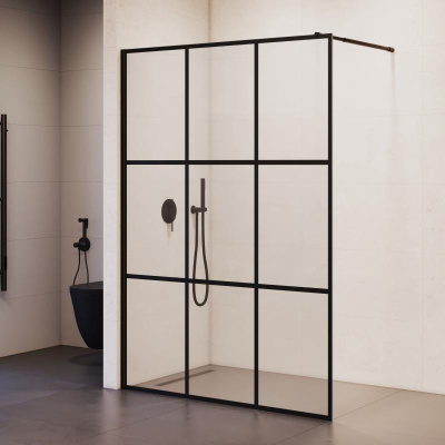 Душевая перегородка RGW WA-111B 1000, стекло с рисунком (шелкография), профиль черный фото в интернет-магазине Русалия