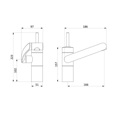 290217364 Arc смеситель для умывальника, поворотный излив 186 мм (черный) фото в интернет-магазине Русалия