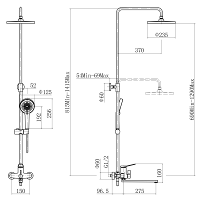 Душевая система FASHUN с тропическим и ручным душем (A2487) фото в интернет-магазине Русалия