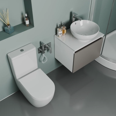 Унитаз-компакт безободковый D&K Matrix 630*365*840мм (DT1397016) фото в интернет-магазине Русалия