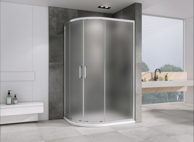 Душевой уголок ABBER Schwarzer Diamant AG01180M 80х100 асимметричный, профиль хром, матовое стекло фото в интернет-магазине Русалия