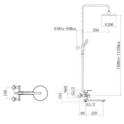 Душевая стойка FASHUN (A52420) фото в интернет-магазине Русалия