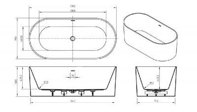 Акриловая ванна BELBAGNO BB705-1700-800 фото в интернет-магазине Русалия