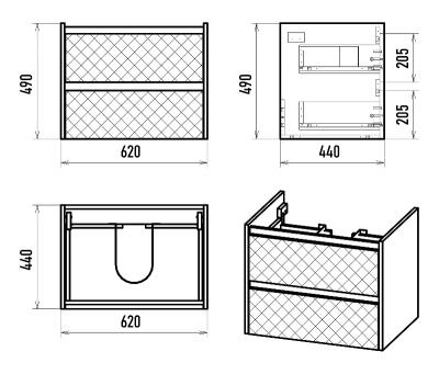 Тумба Chester 65 подвесная с раковиной Dreja Soft 65 Brevita фото в интернет-магазине Русалия