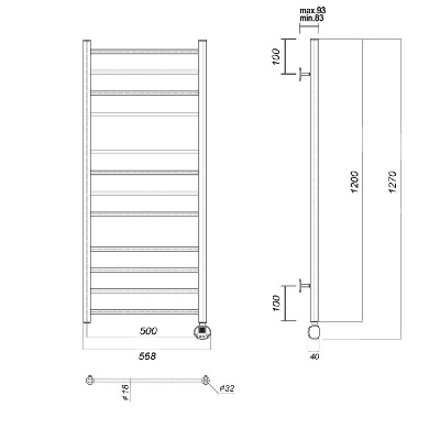 Электрический полотенцесушитель Медея П12 (4-4-4) 500x1200 ER, хром Domoterm фото в интернет-магазине Русалия