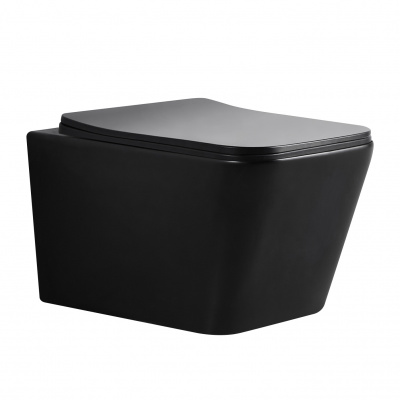 BOND F04-108 Унитаз подвесной безободковый черный с сиденьем с микролифтом фото в интернет-магазине Русалия